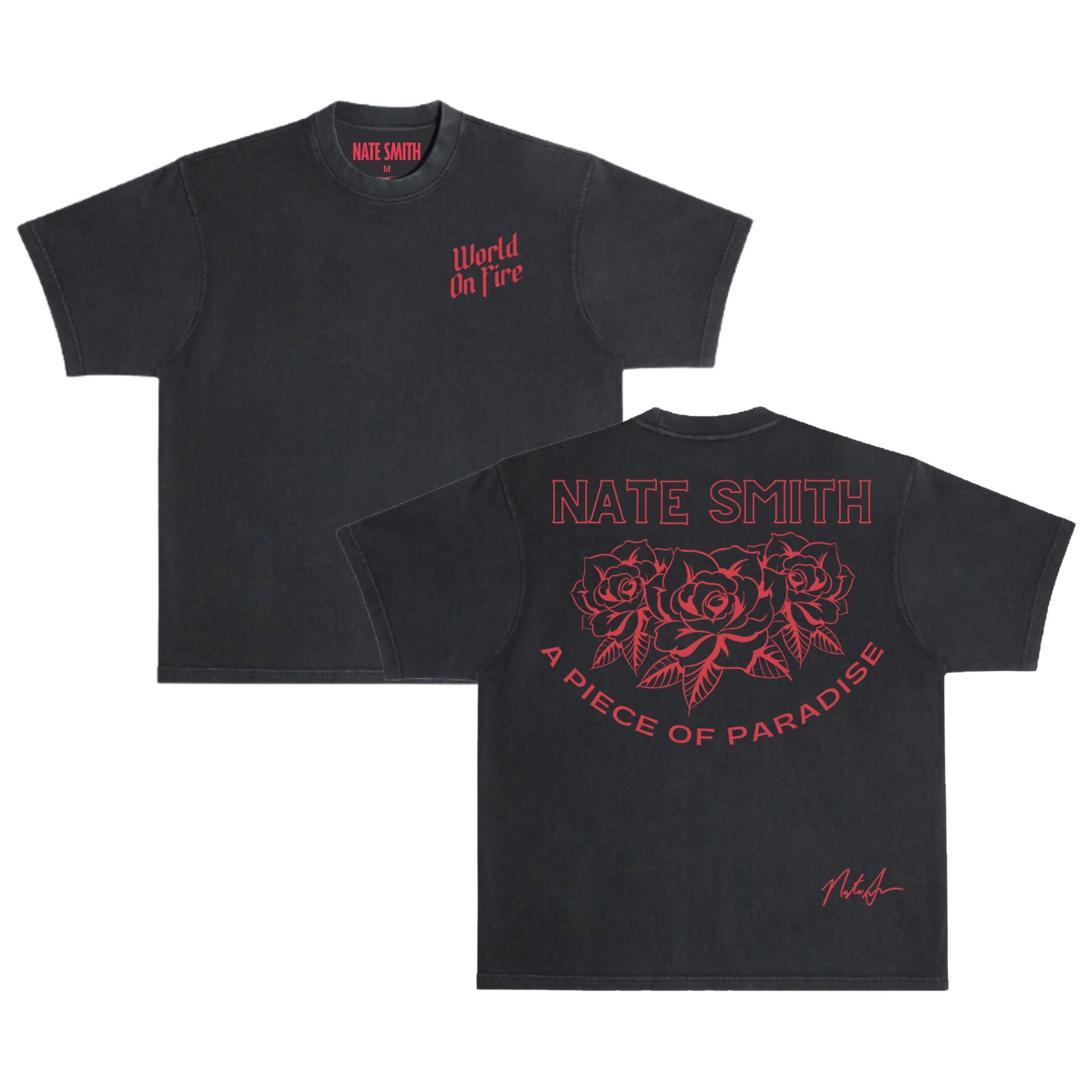 World On Fire Roses Black Tee