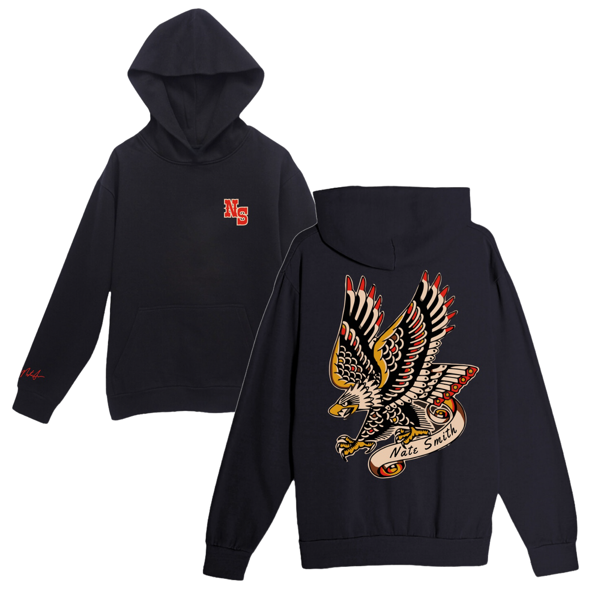 Vintage Eagle Black Pullover Hoodie