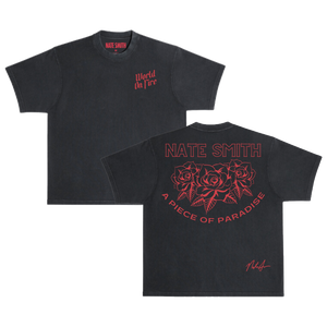 World On Fire Roses Black Tee