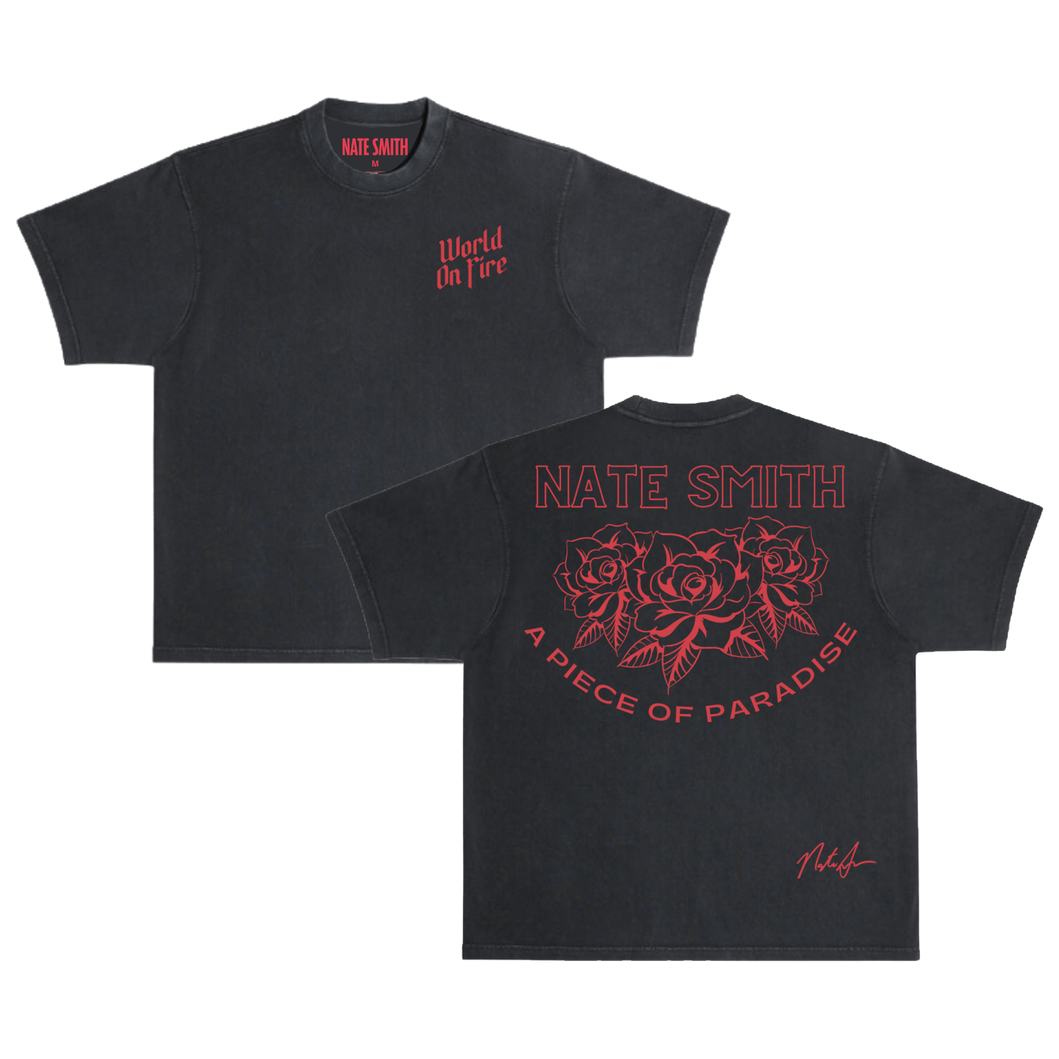 World On Fire Roses Black Tee