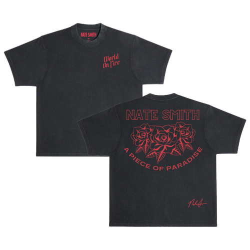 World On Fire Roses Black Tee